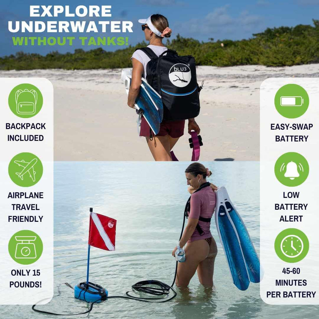 BLU3 Nomad + Backpack Dive System (One Spare Battery, Don't Include Reserve Air Tank)