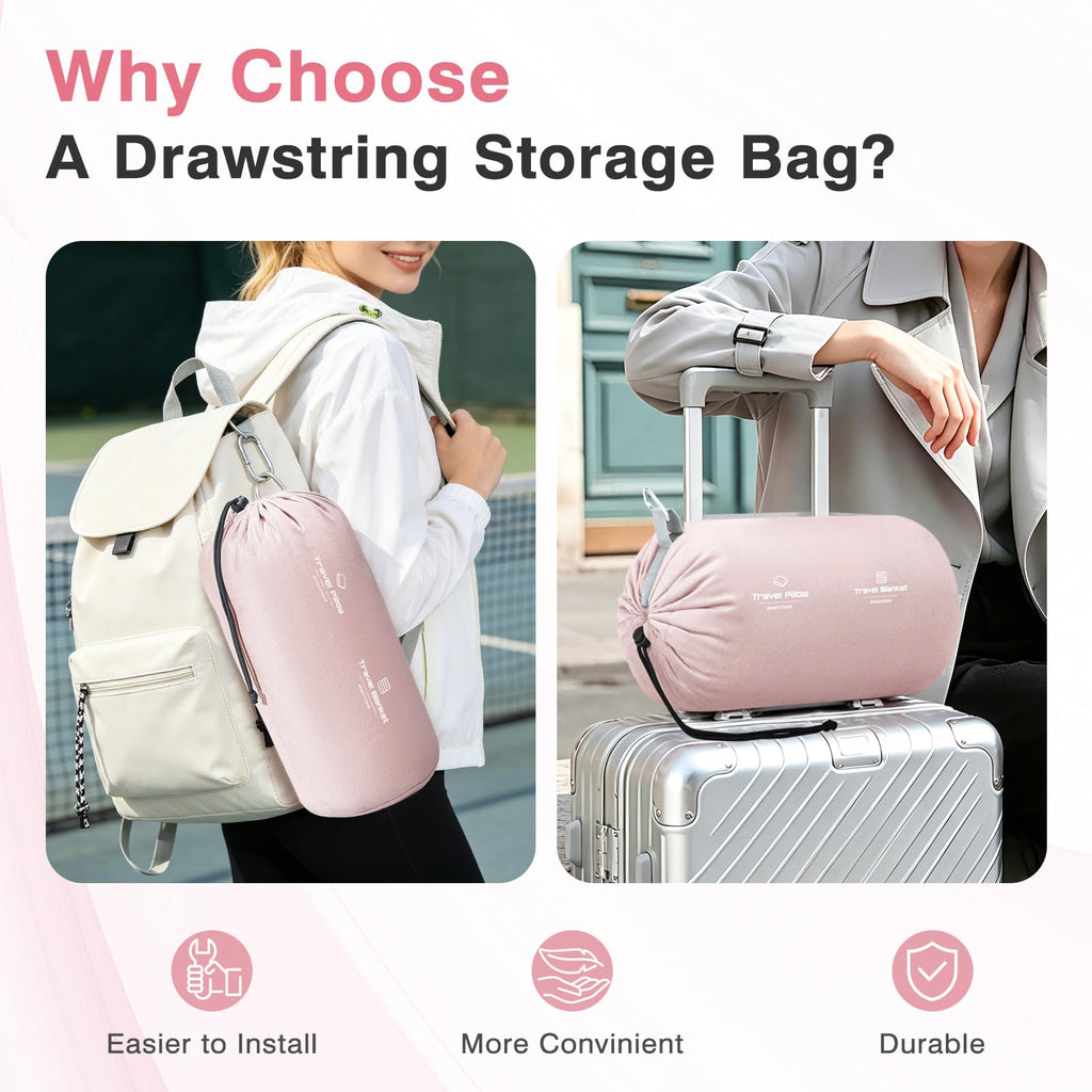 urnexttour Travel Pillow and Blanket Set Neck Pillow Airplane Foam Pink