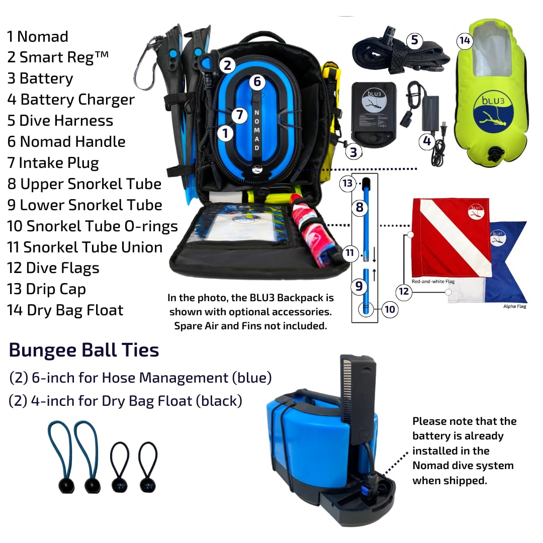 BLU3 Nomad + Backpack Dive System (One Spare Battery, Don't Include Reserve Air Tank)