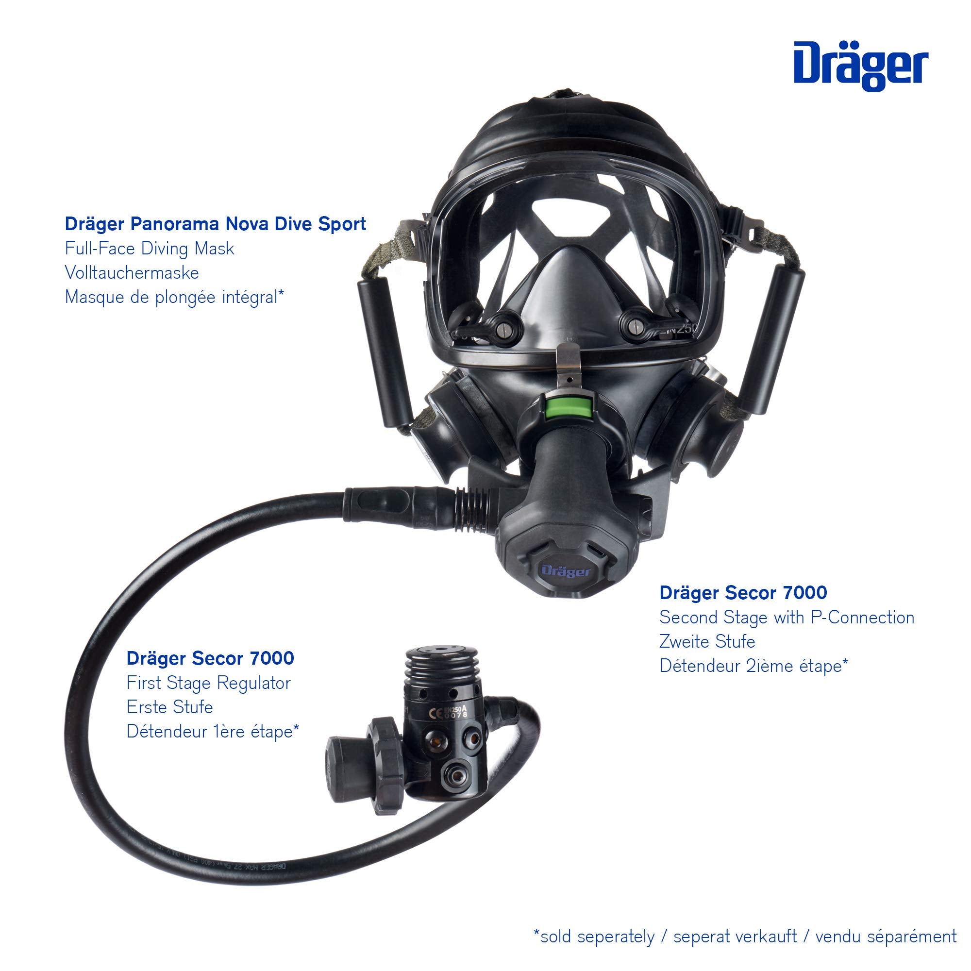 Dräger Panorama Nova Dive Sport Full-Face Diving Mask - Adults