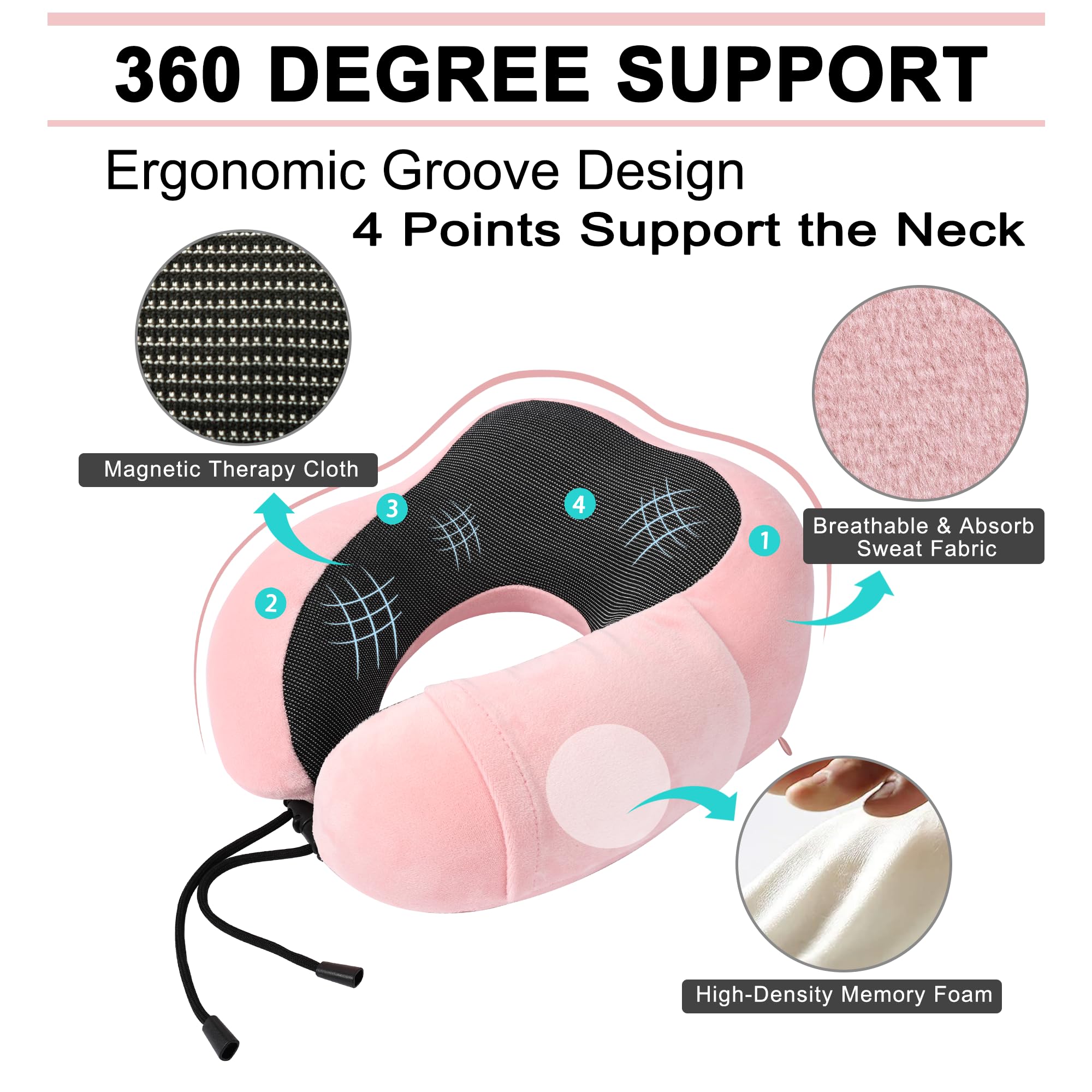 urnexttour Travel Pillow and Blanket Set Neck Pillow Airplane Foam Pink
