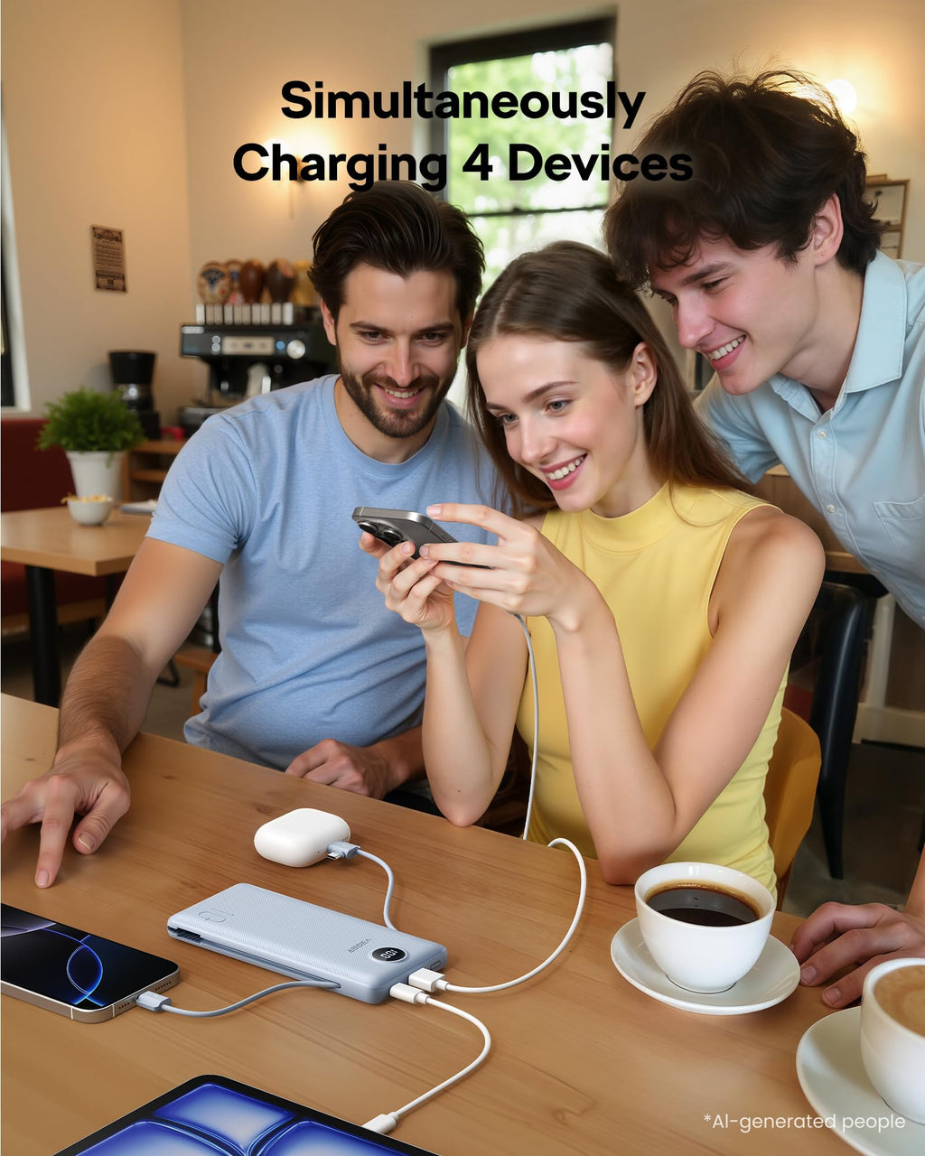 VEGER Portable Charger, 10000mAh Power Bank Built in Wall Plug and Cables