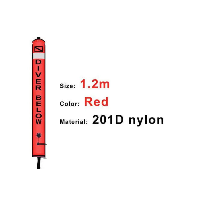Bundle of five buoys. 1.2m/1.5m/1.8m Scuba Diving Colored Buoy - Safety Inflatable Float / SMB Storage Bag