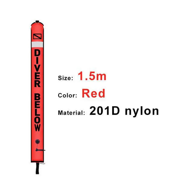 Bundle of five buoys. 1.2m/1.5m/1.8m Scuba Diving Colored Buoy - Safety Inflatable Float / SMB Storage Bag
