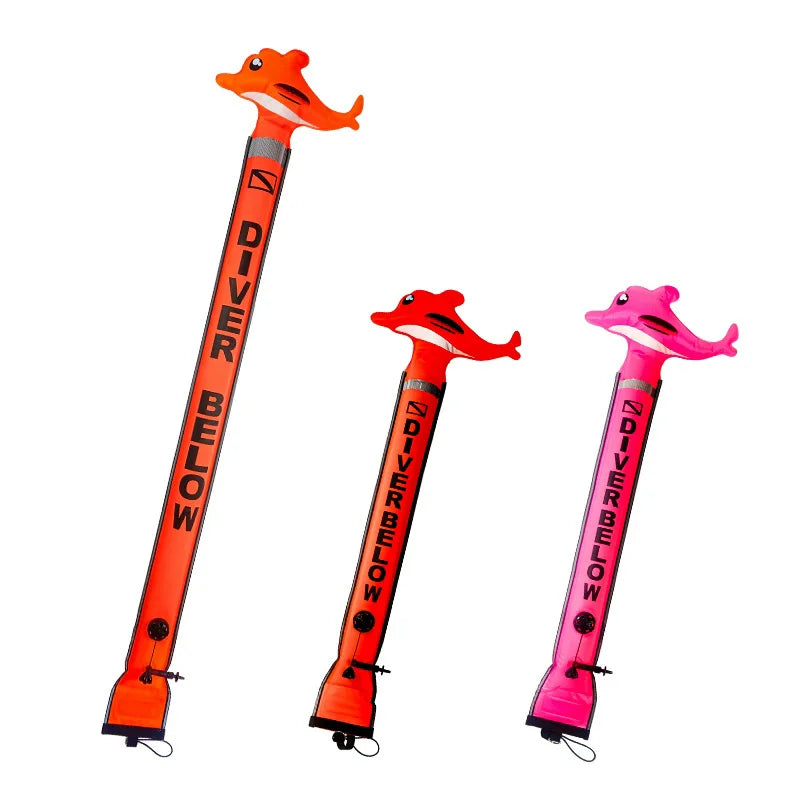 Custom Logo High Visibility Nylon Inflatable Surface Marker Buoy Scuba Diving Safety Sausage SMB with Target Dive Equipment