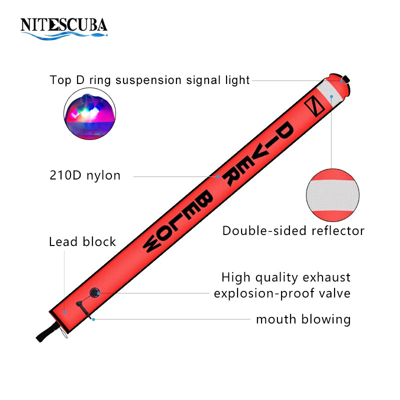 Bundle of five buoys. 1.2m/1.5m/1.8m Scuba Diving Colored Buoy - Safety Inflatable Float / SMB Storage Bag