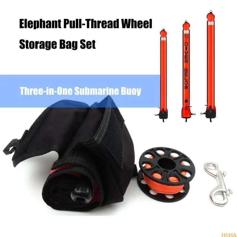 N0HA Open Bottom Safety Inflatable Dives Float with Reel & Clip Scubas Tube