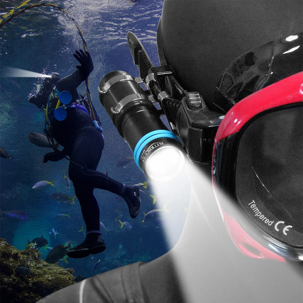 Nitescuba MS01 Mini  Diving Scuba Mask Flashlight Headlamp Underwater 100m Torch 500 Lumen Rotary Switch