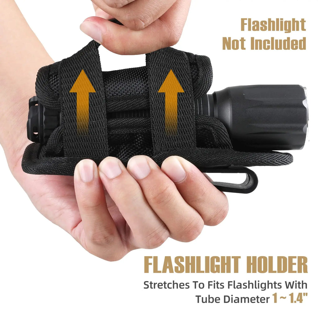 Tactical Flashlight Cover Nylon Case for Flashlight Belt Holster Holder for Duty Belt Hunting 360 Degree Flashlight Tool Pouch