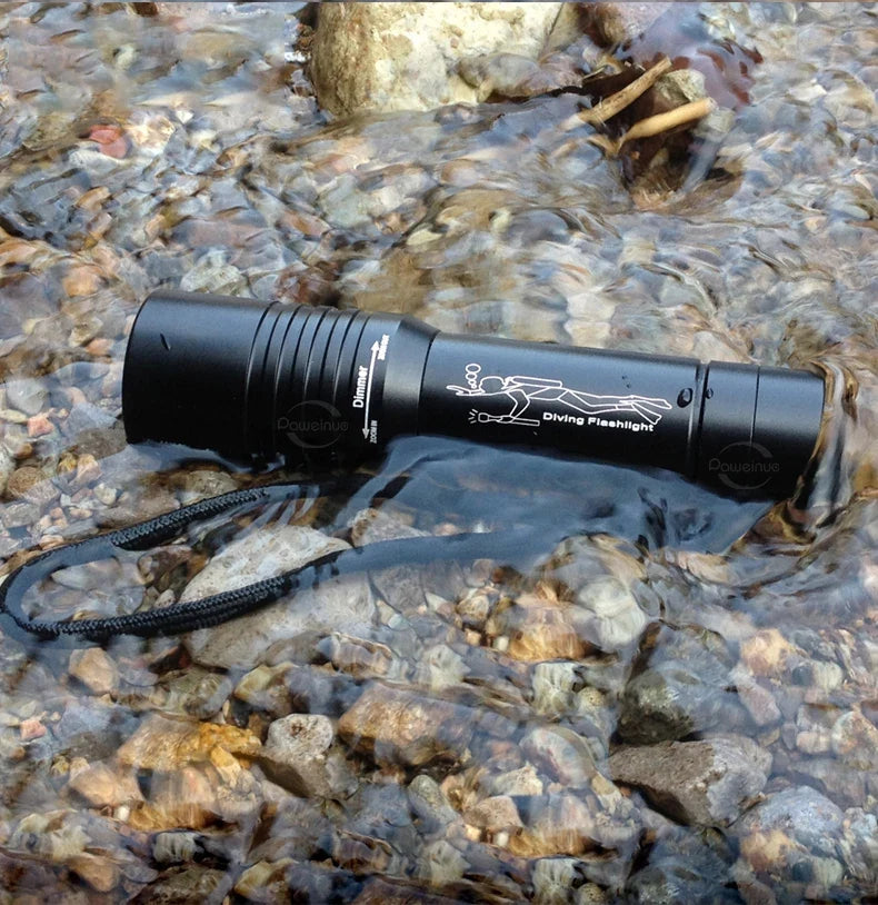 High Power Mini Diving Flashlight 100M Professional Scuba Dive Torch IPX8 Rechargeable Portable Lantern for Spearfishing Camping