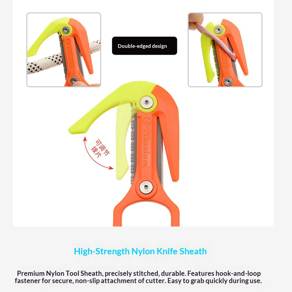 Scuba Diving Special Cutting Tool with Protect Sleeve Underwater Dual Blade Knives Lightweight Line Cutter for Emergency Rescue