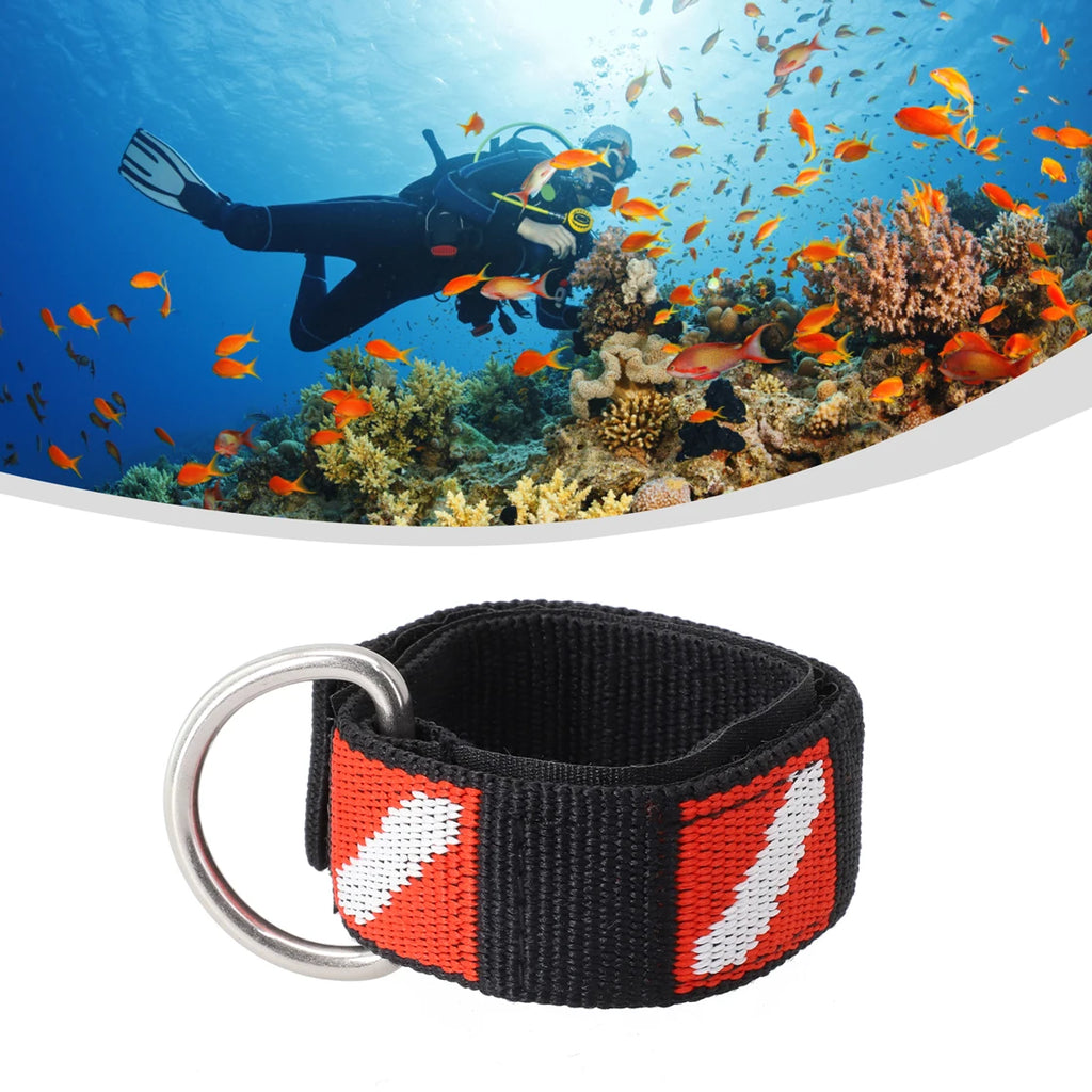 1pc Adjustable Scuba Diving Wrist Strap Lanyard Webbing Band With Metal D-Ring Freediving Webbing Holder Strap Swim Pool Parts