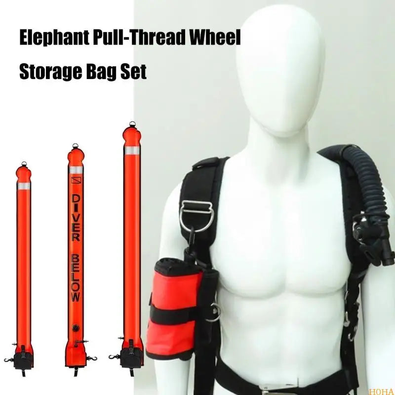 N0HA Open Bottom Safety Inflatable Dives Float with Reel & Clip Scubas Tube