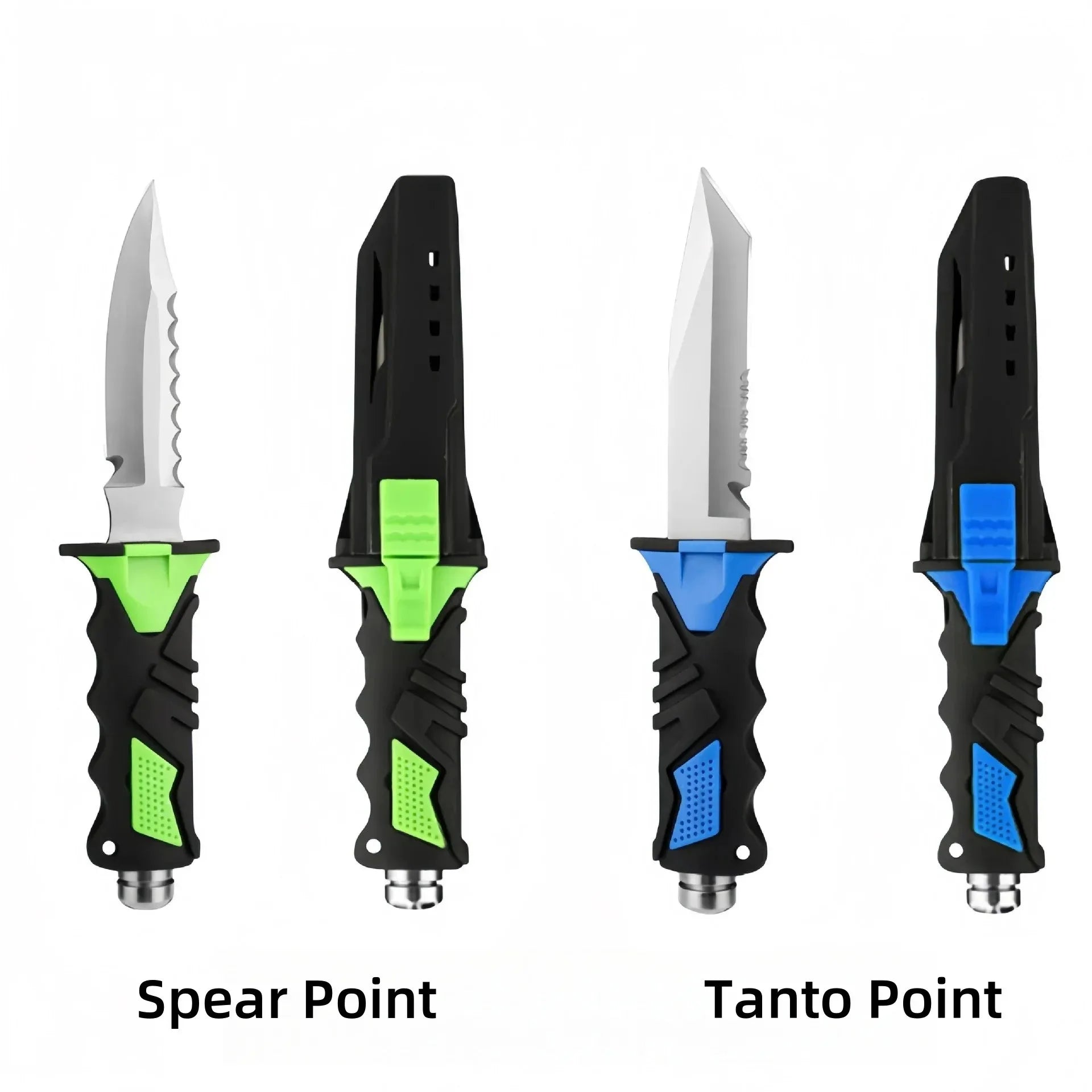 3 Type Fire Brigade Rescue Diving Knife, Leg Strap Rope Net Cutter with Glass Breaker Pommel, Outdoor Fishing Hunting Gear
