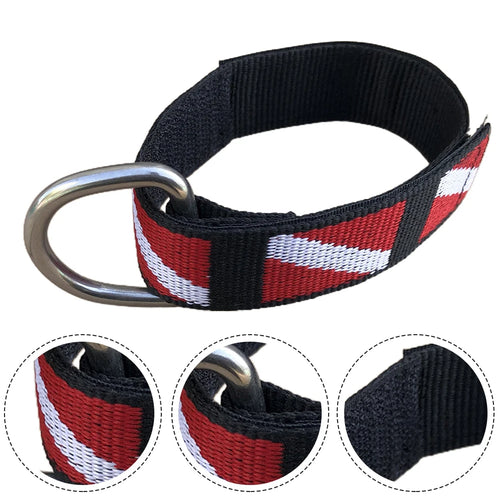 1pc Adjustable Scuba Diving Wrist Strap Lanyard Webbing Band With Metal D-Ring Freediving Webbing Holder Strap Swim Pool Parts