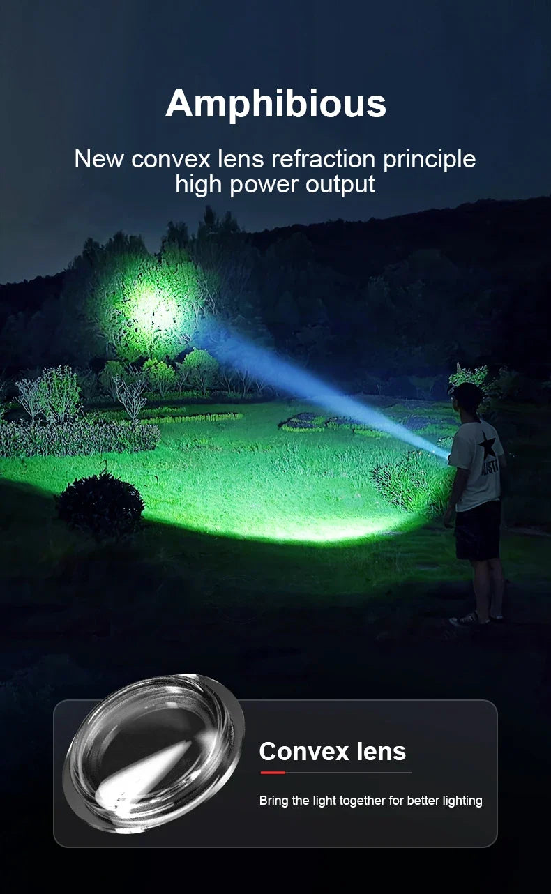 10000LM Professional Diving Flashlight Scuba LED Dive Light 26650 Hunting Dive Torch IPX8 Waterproof Underwater Lantern