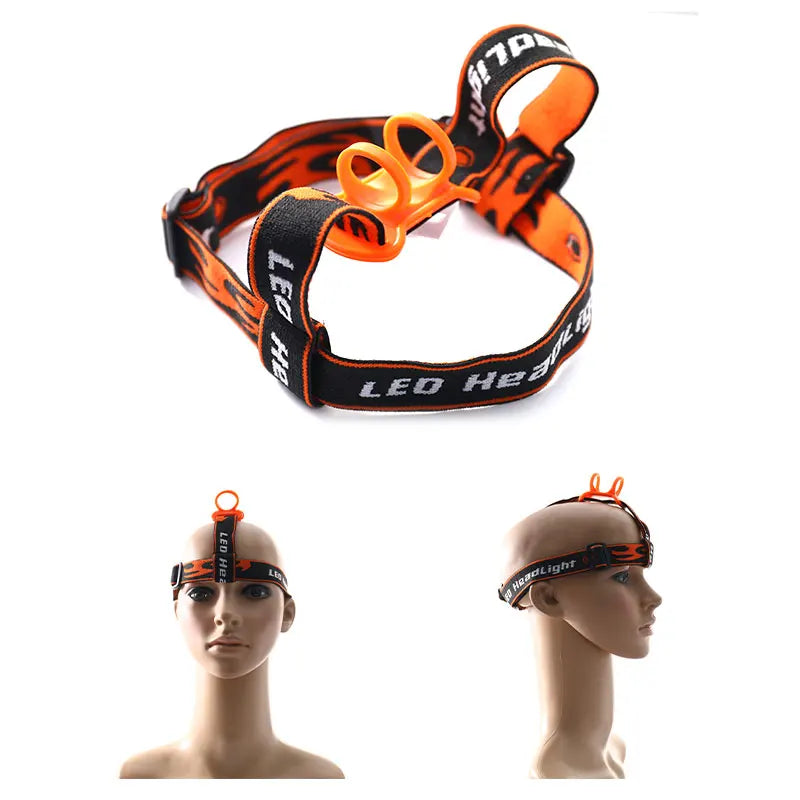 Adjustable silicone flashlight headband mount strap for 22-32mm LED flashlights