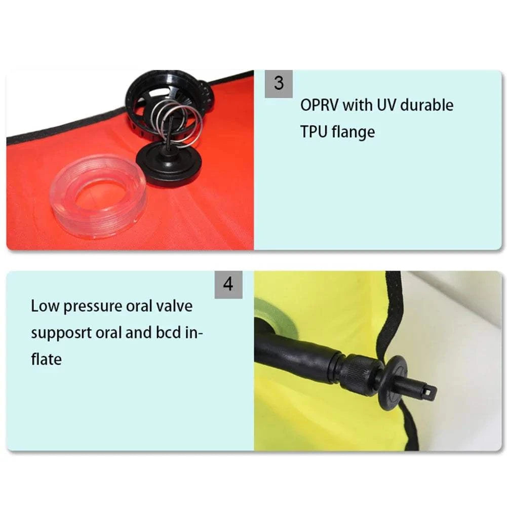 1.2M/1.5M/1.8M Professional Scuba Diving Inflatable Safety Sausage - SMB Signal Tube Surface Buoy Diver Below