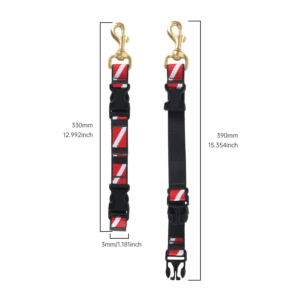 DIDEEP Heavy Duty Scuba Diving Fins/Mask Lanyard with Nylon Webbing,Brass Quick Release Buckle Swivel Hook for Dive Accessories