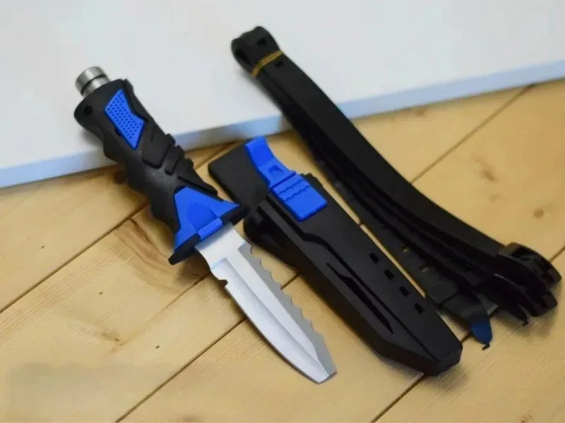 3 Type Fire Brigade Rescue Diving Knife, Leg Strap Rope Net Cutter with Glass Breaker Pommel, Outdoor Fishing Hunting Gear