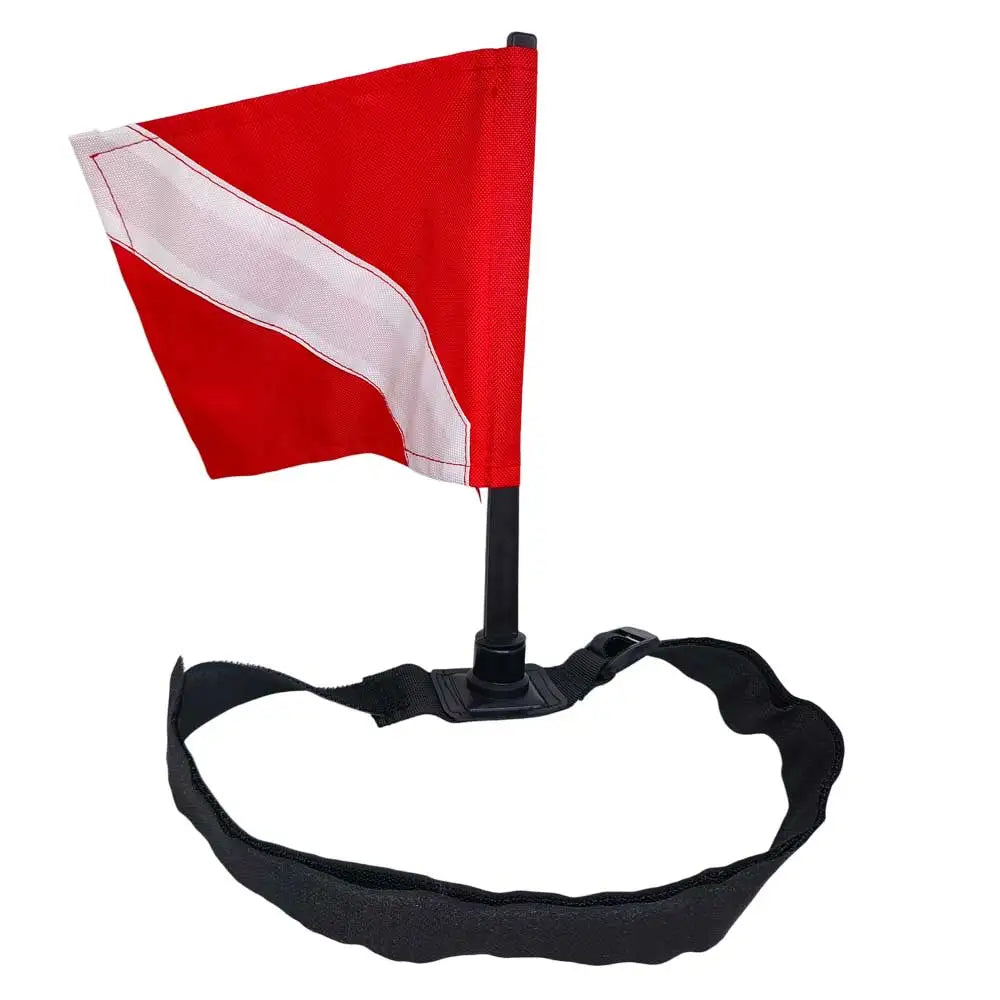 Scuba Dive Safety Flag W/ Adjustable Webbing Strap Diver Down Signal for Spearfishing Snorkeling Inflatable Surface Marker Buoy