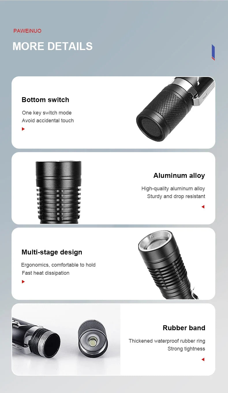 10000LM Professional Diving Flashlight Scuba LED Dive Light 26650 Hunting Dive Torch IPX8 Waterproof Underwater Lantern