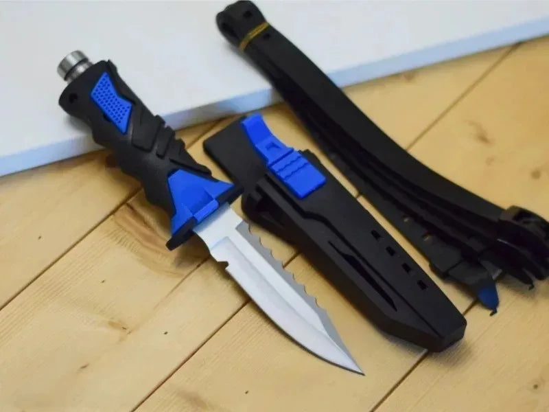 3 Type Fire Brigade Rescue Diving Knife, Leg Strap Rope Net Cutter with Glass Breaker Pommel, Outdoor Fishing Hunting Gear
