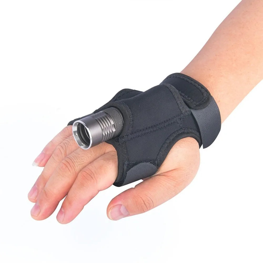 Adjustable Scuba Diving Flashlight Gloves Neoprene Soft Underwater LED Torch Holder Hand Free Elastic Wrist Strap Glove