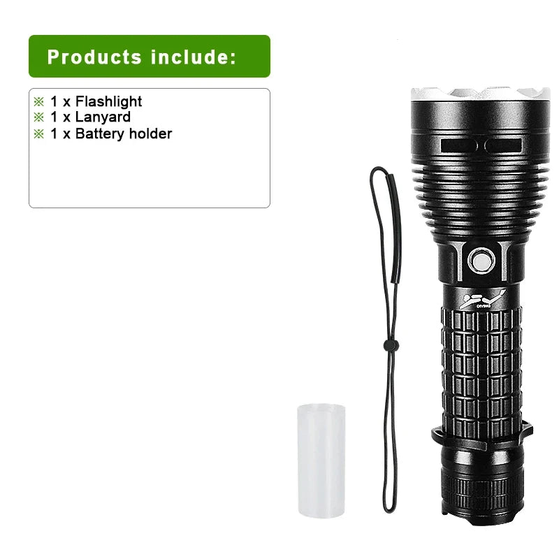 10000LM Professional Diving Flashlight Scuba LED Dive Light 26650 Hunting Dive Torch IPX8 Waterproof Underwater Lantern