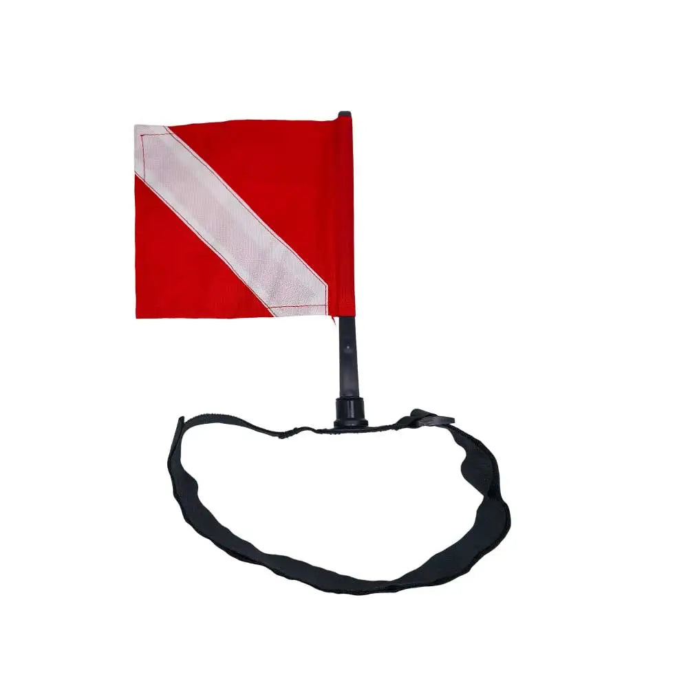 Scuba Dive Safety Flag W/ Adjustable Webbing Strap Diver Down Signal for Spearfishing Snorkeling Inflatable Surface Marker Buoy
