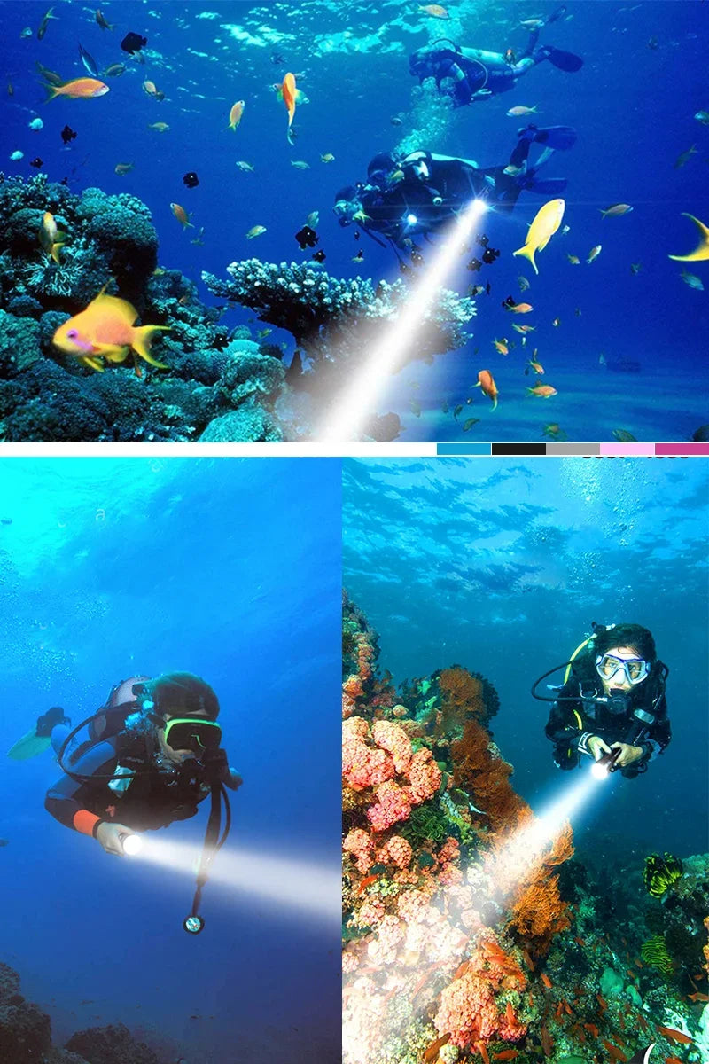 9500000000LM Powerful Diving Flashlight IPX8 Underwater Lamp Professional Scuba Diving Torch Type-c Rechargeable LED Dive Lights