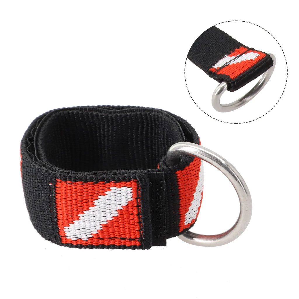 1pc Adjustable Scuba Diving Wrist Strap Lanyard Webbing Band With Metal D-Ring Freediving Webbing Holder Strap Swim Pool Parts