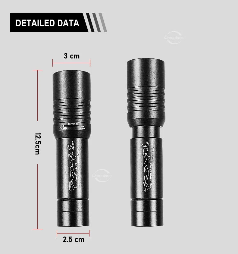 High Power Mini Diving Flashlight 100M Professional Scuba Dive Torch IPX8 Rechargeable Portable Lantern for Spearfishing Camping