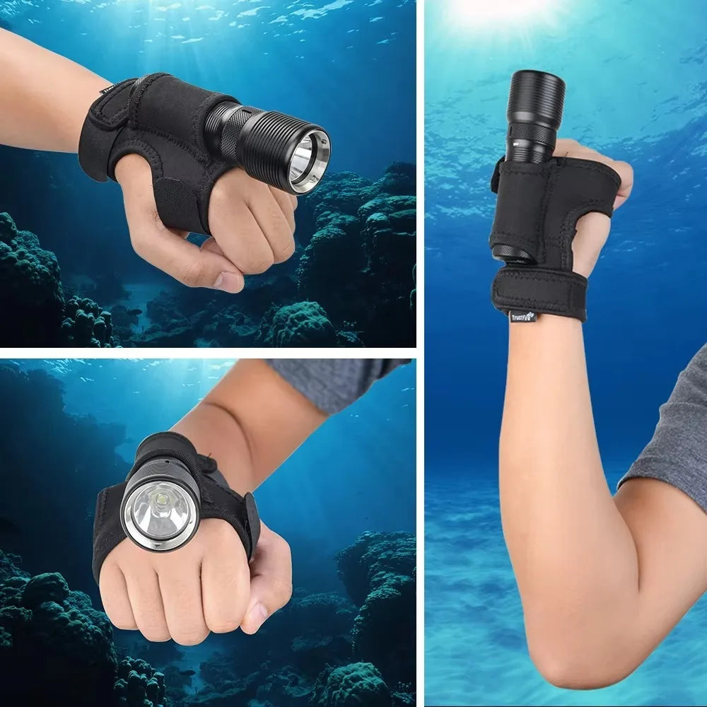 Adjustable Scuba Diving Flashlight Gloves Neoprene Elastic Underwater LED Torch Holder Soft Hand Free Wrist Strap Glove