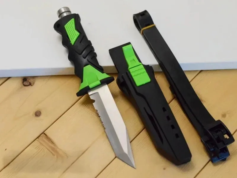 3 Type Fire Brigade Rescue Diving Knife, Leg Strap Rope Net Cutter with Glass Breaker Pommel, Outdoor Fishing Hunting Gear