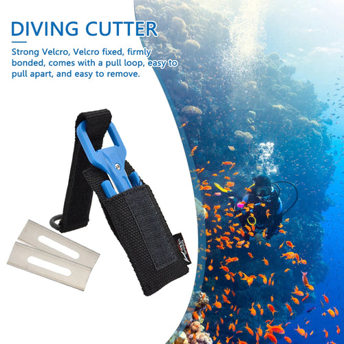 Scuba diving cutting knife with nylon handle and stainless steel blade for underwater safety and emergency use