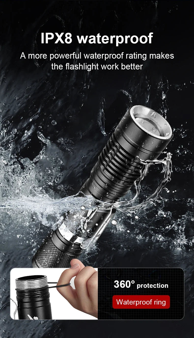 10000LM Professional Diving Flashlight Scuba LED Dive Light 26650 Hunting Dive Torch IPX8 Waterproof Underwater Lantern