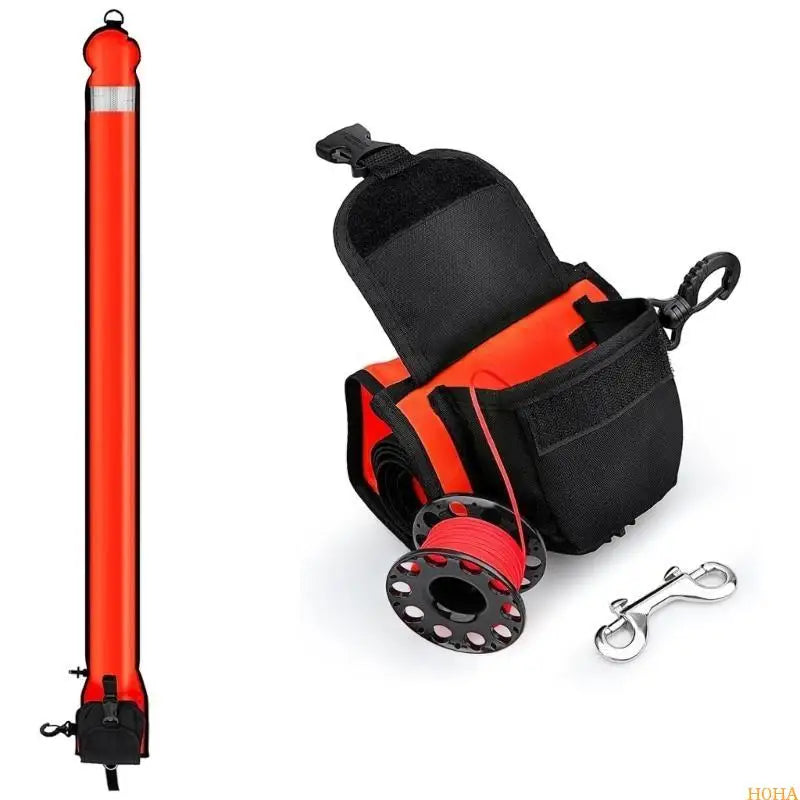 N0HA Open Bottom Safety Inflatable Dives Float with Reel & Clip Scubas Tube