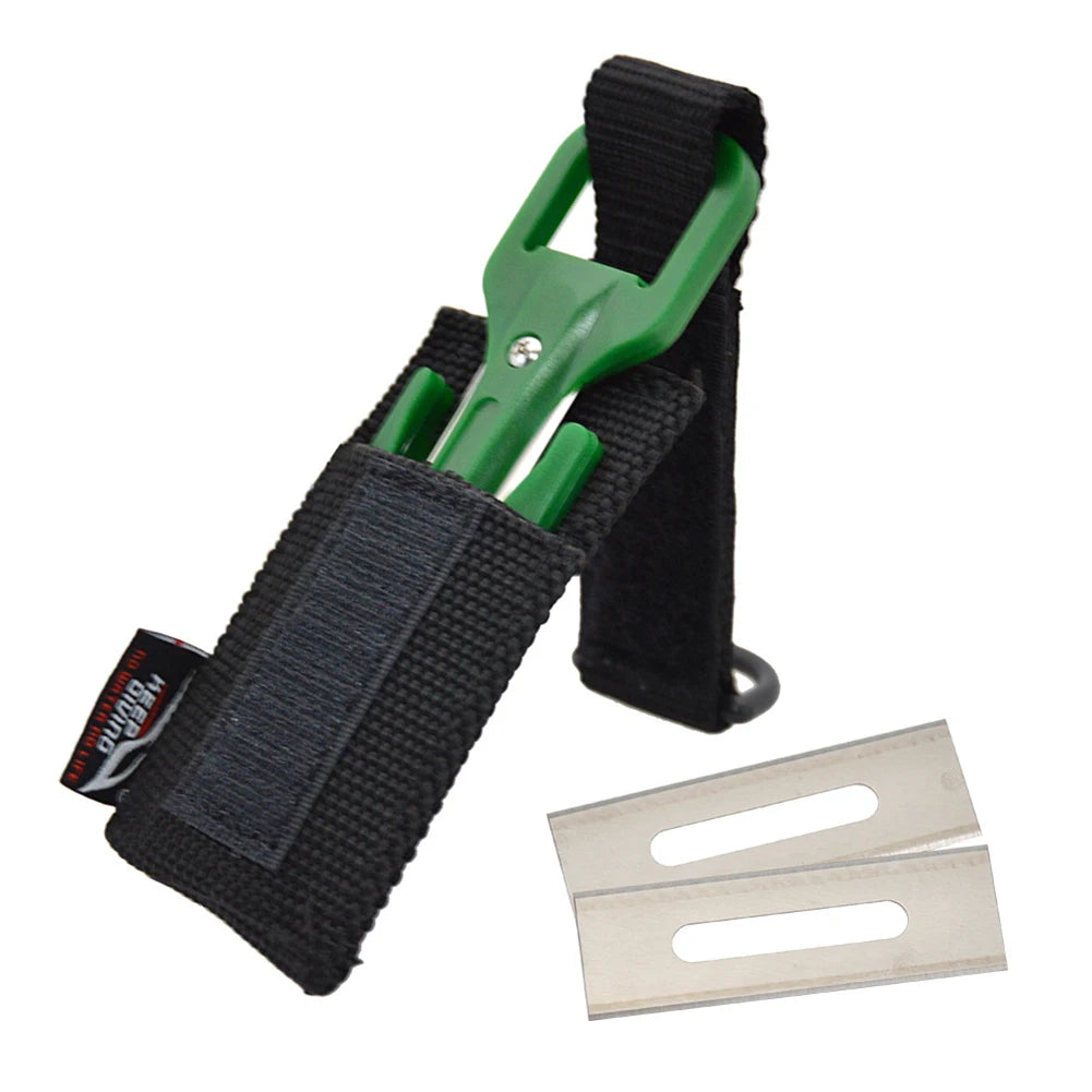 Scuba diving cutting knife with nylon handle and stainless steel blade for underwater safety and emergency use