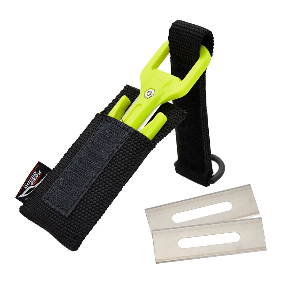 scuba diving cutting knife with nylon handle and stainless steel blade for underwater safety and emergency use