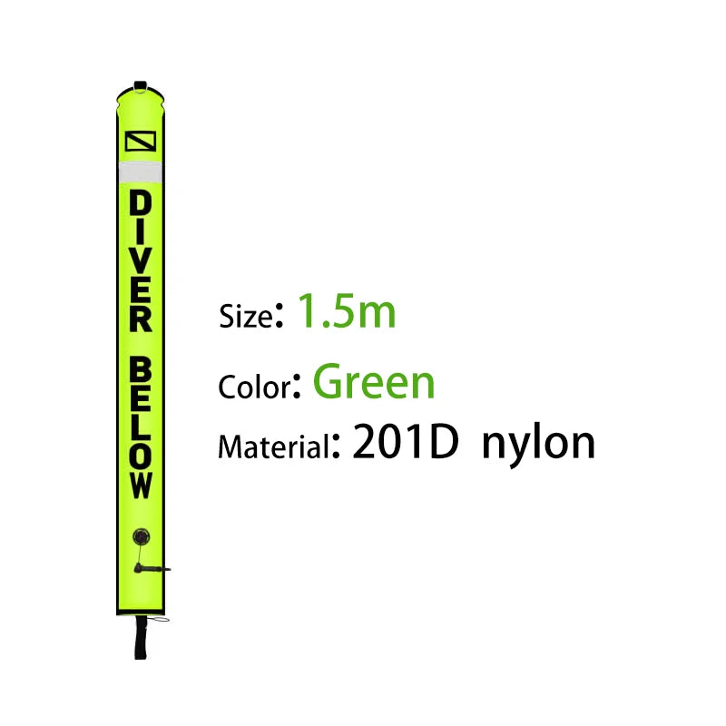 Bundle of five buoys. 1.2m/1.5m/1.8m Scuba Diving Colored Buoy - Safety Inflatable Float / SMB Storage Bag