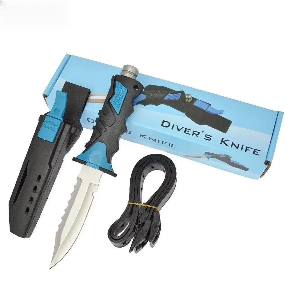 3 Type Fire Brigade Rescue Diving Knife, Leg Strap Rope Net Cutter with Glass Breaker Pommel, Outdoor Fishing Hunting Gear