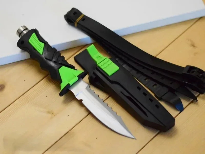 3 Type Fire Brigade Rescue Diving Knife, Leg Strap Rope Net Cutter with Glass Breaker Pommel, Outdoor Fishing Hunting Gear
