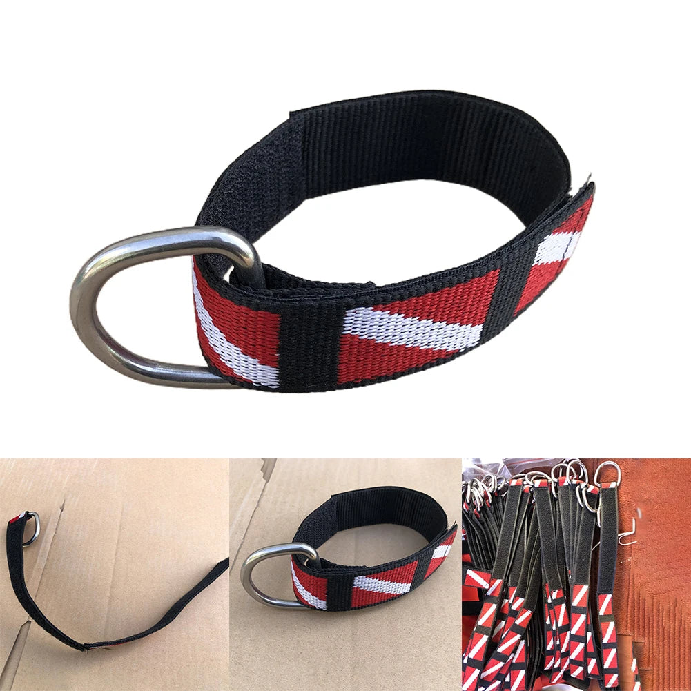 1pc Adjustable Scuba Diving Wrist Strap Lanyard Webbing Band With Metal D-Ring Freediving Webbing Holder Strap Swim Pool Parts