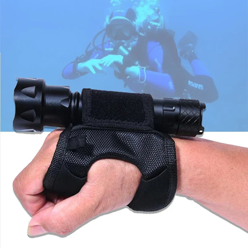 Black Flashlight LED Torch Holder wrist strap for scuba diving and outdoor sports