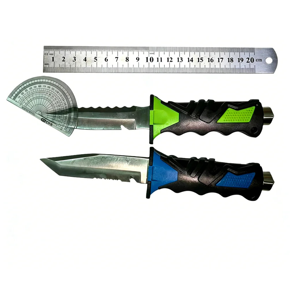 3 Type Fire Brigade Rescue Diving Knife, Leg Strap Rope Net Cutter with Glass Breaker Pommel, Outdoor Fishing Hunting Gear