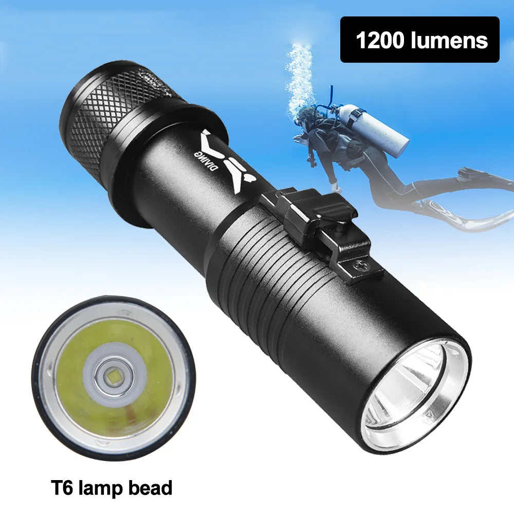 Professional LED Diving Flashlight Underwater Torch Strong Light Waterproof Scuba Dive Flashlight With Hand Rope