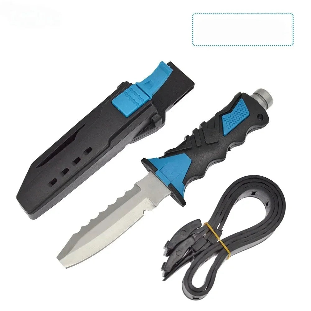 3 Type Fire Brigade Rescue Diving Knife, Leg Strap Rope Net Cutter with Glass Breaker Pommel, Outdoor Fishing Hunting Gear