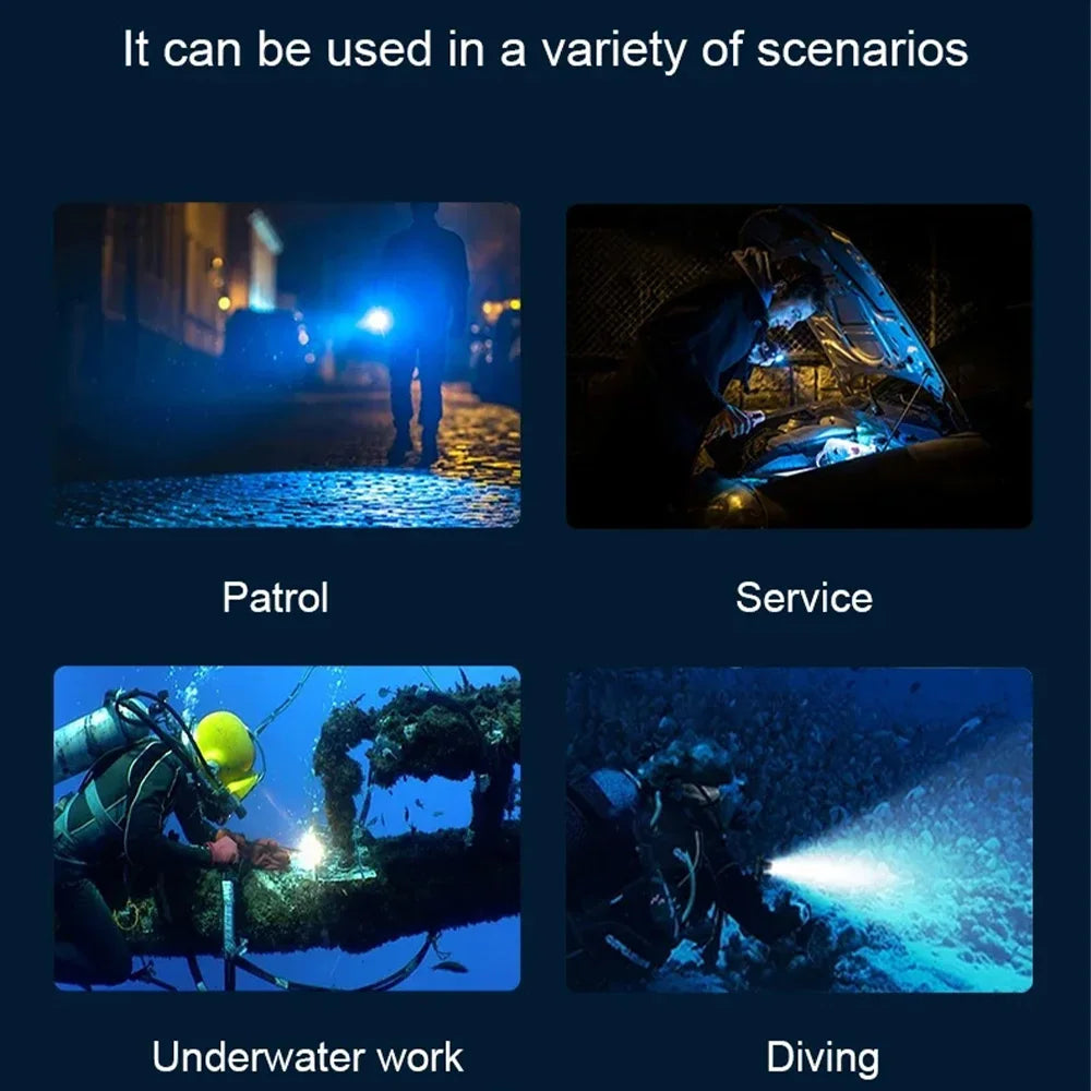 9500000000LM Powerful Diving Flashlight IPX8 Underwater Lamp Professional Scuba Diving Torch Type-c Rechargeable LED Dive Lights