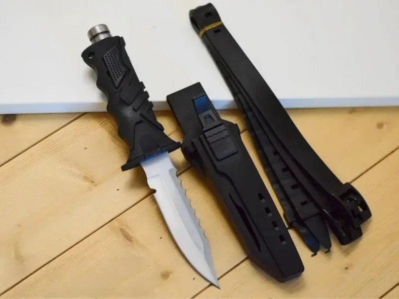 3 Type Fire Brigade Rescue Diving Knife, Leg Strap Rope Net Cutter with Glass Breaker Pommel, Outdoor Fishing Hunting Gear